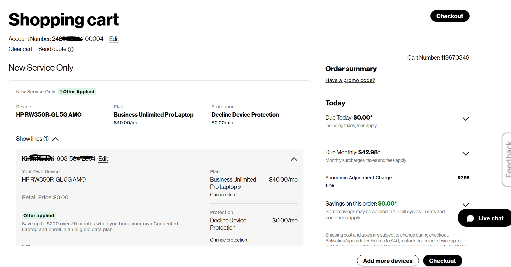 Wide | Desktop online shopping cart screen showing order summary breakdown