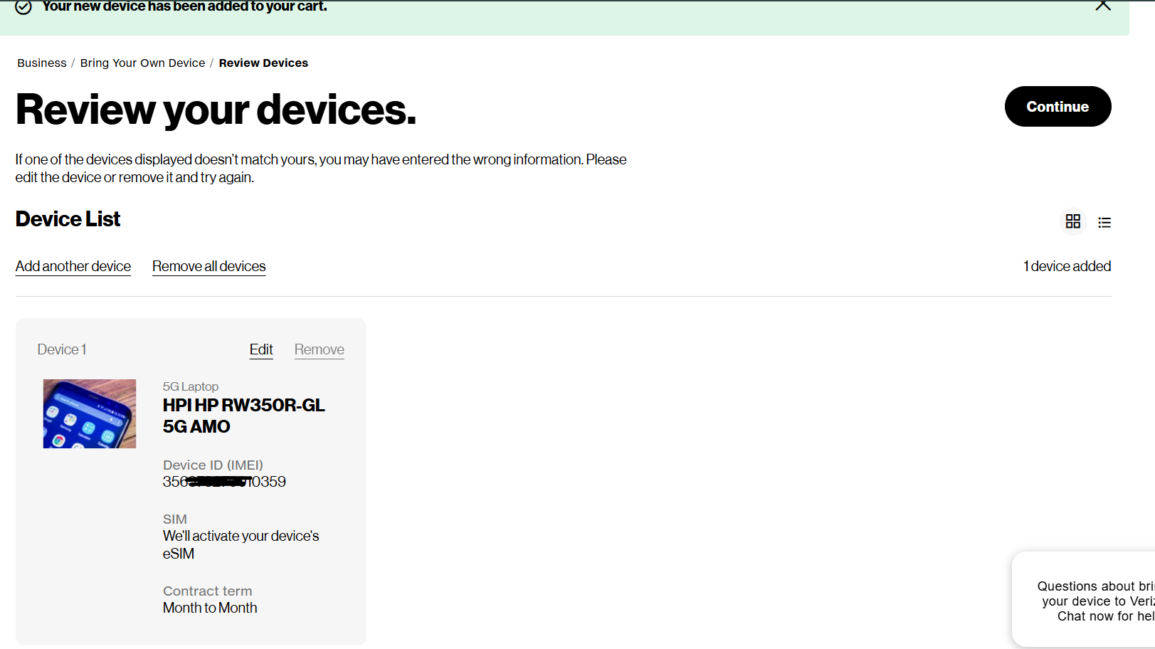 Wide | Enterprise user portal review your devices bring your own device screen